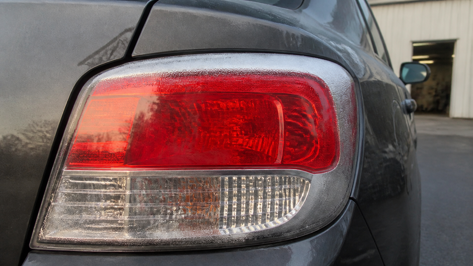 Fine temporary condensation around the edge of a vehicle tail light lens
